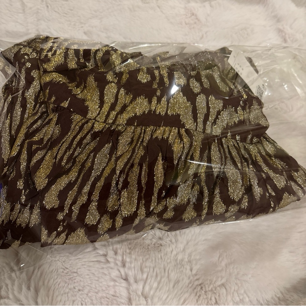 NWT H&M Oversized Jacquard-Weave  Long Sleeve  Dress (Dk Brown/Gold-Pattern) XL - Picture 7 of 7